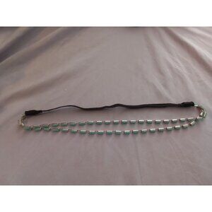 Vintage Beaded Headband Double Strand Elastic Band Turquoise & Silver Colors